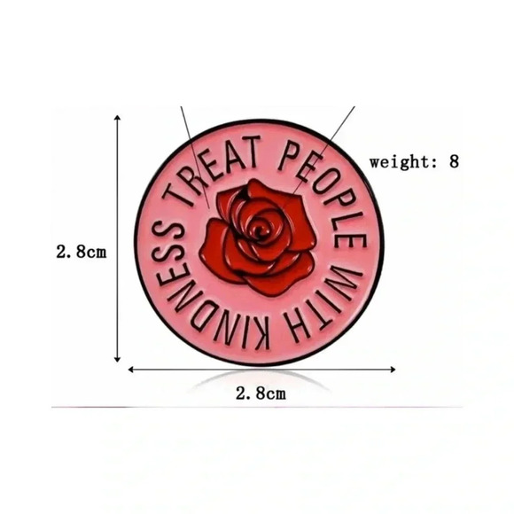 Treat People With Kindness Pink Enamel Pin Motivational Quote Accessory New - Picture 6 of 12